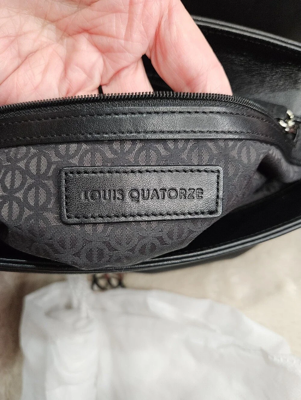 2011 Louis Quatorze Black Leather Top-Handle Shoulder Bag